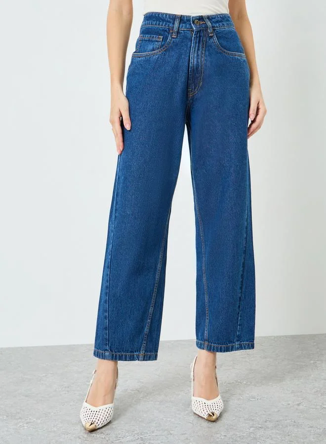 Women Dark Blue High Rise Relaxed Fit Jeans